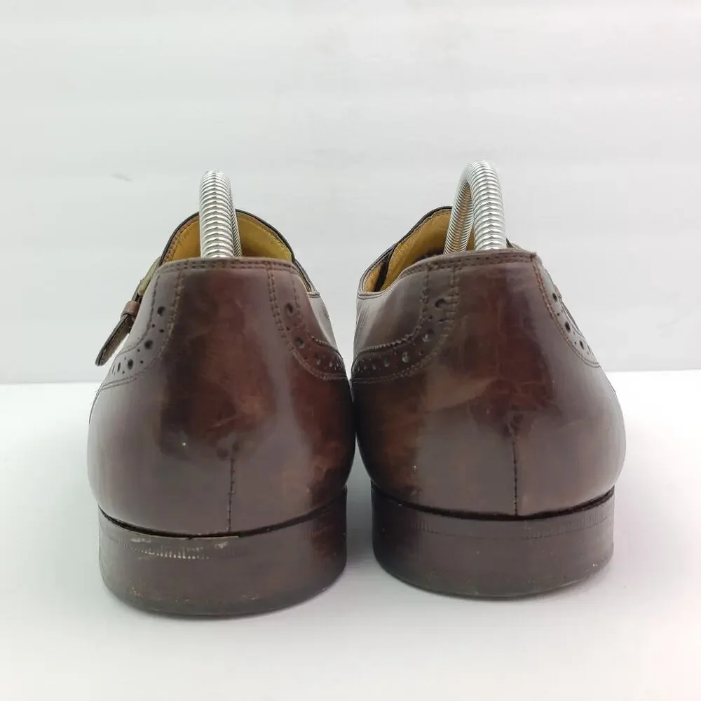 Cole Haan Mens Size 11 Brown Leather Monk Strap Cap Toe Formal Dress Shoes